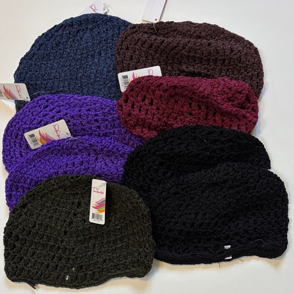 Crochet hair snoods. Set of 9 Multiple Colors.